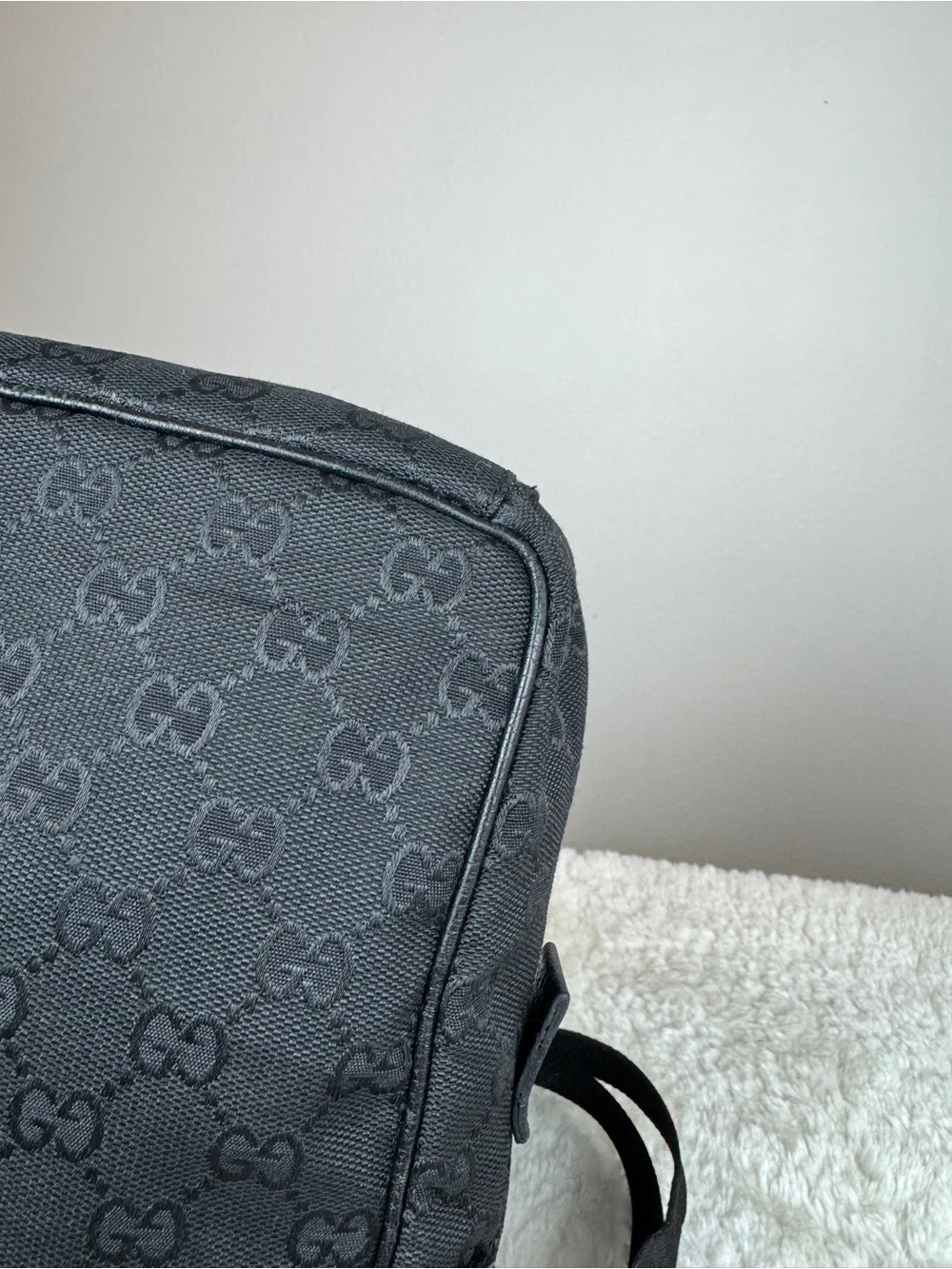 Gucci Black Monogram Messenger Bag with Adjustable Strap